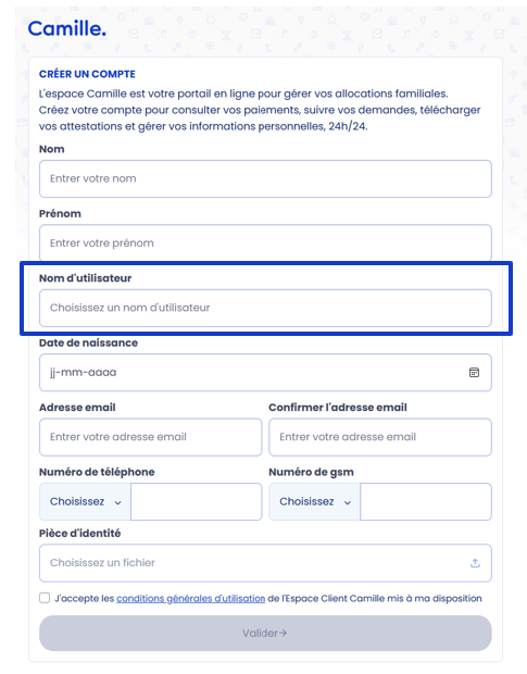 création compte espace client
